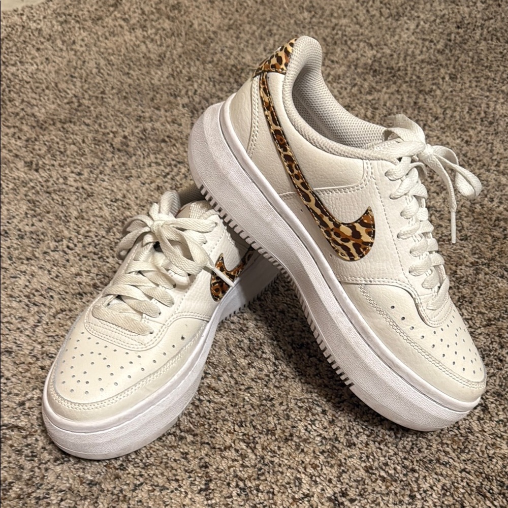Nike Cream and Brown Sneakers with Animal Print - Like NEW!!